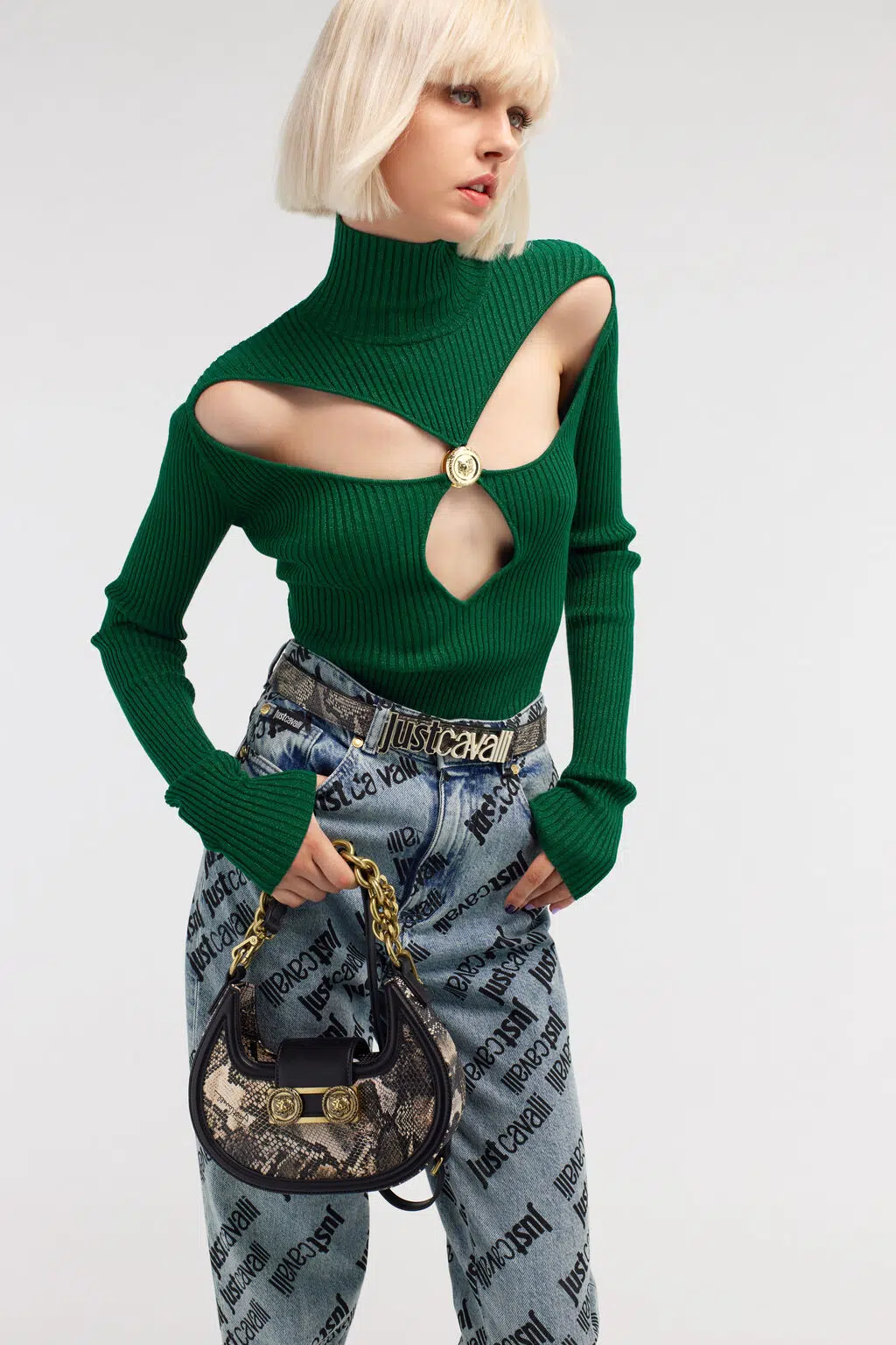 Just Cavalli gerippter Lurex-Pullover 2 Just Cavalli gerippter Lurex-Pullover – Bild 2