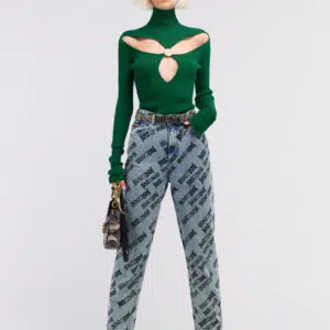 Just Cavalli gerippter Lurex-Pullover