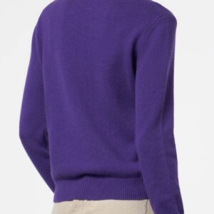 QUE0010 / 00796E woman crewneck purple sweater with st barth embroidery2 1400x