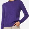 QUE0010 / 00129E woman crewneck purple sweater with st barth embroidery 1400x