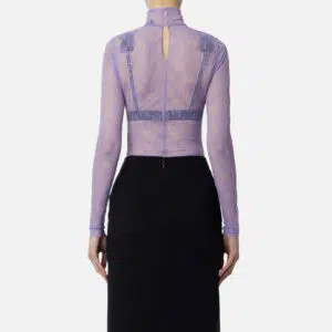 Elisabetta Franchi Body aus Tüll mit langen Ärmeln und Logo 5 BO00441E2_AS6 BO00441E2 AS6 3