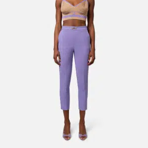 Elisabetta Franchi Gerade geschnittene Hose aus Stretch-Crêpe mit Horsebit 6 PA02741E2_AS6 PA02741E2 AS6 4 D