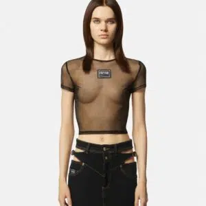 Versace Jeans Couture Crop-T-Shirt 5 E76HAH6A2-EJ0035_E899 90 E76HAH6A2 EJ0035 E899 16 MeshPieceNumberLogoCropTShirt Women Versace online store 0 2