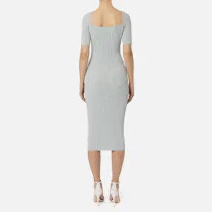 Elisabetta Franchi Midi-Kleid aus Viskose in Rippoptik mit Lettering 4 AM67B42E2_BV9 AM67B42E2 BV9 3