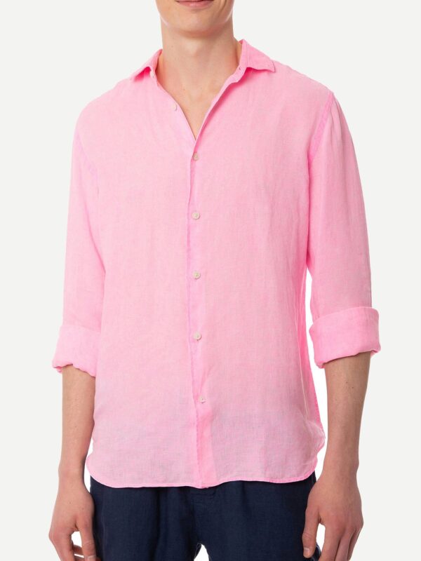 PAMP001 / 00898B shirt pink fluo linen man 3 2c904219 962b 49a4 8a97