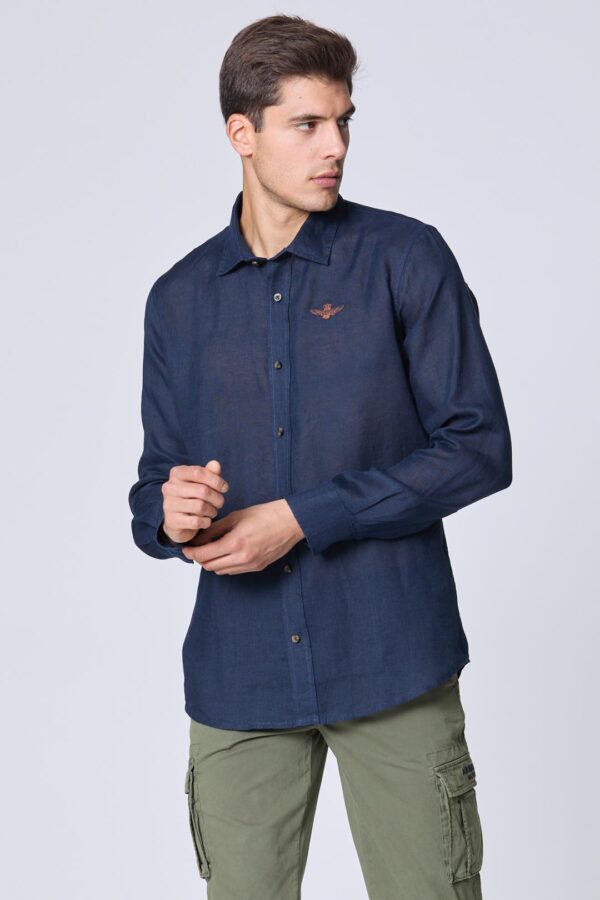 241CA1239CT3089_08347 aeronauticamilitare 241ca1239ct3089 08347 long sleeve linen shirt 1 1