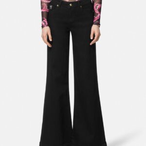 E77HAB506-ECDW00_E909 90 E77HAB506 ECDW00 E909 18 EmbellishedFlaredJeans Pants Versace online store 0 2