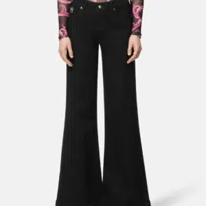 Versace Jeans Couture Ausgestellte Verzierte Jeans 6 E77HAB506-ECDW00_E909 90 E77HAB506 ECDW00 E909 18 EmbellishedFlaredJeans Pants Versace online store 0 2