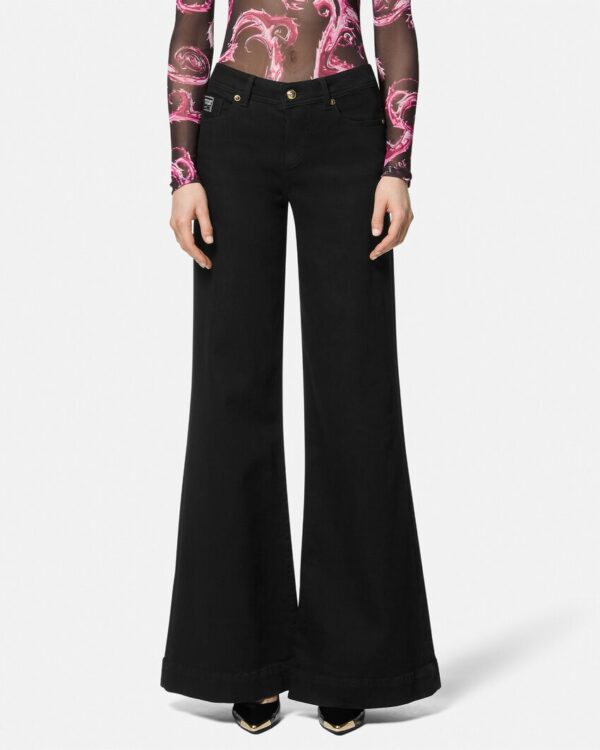 E77HAB506-ECDW00_E909 90 E77HAB506 ECDW00 E909 18 EmbellishedFlaredJeans Pants Versace online store 0 2