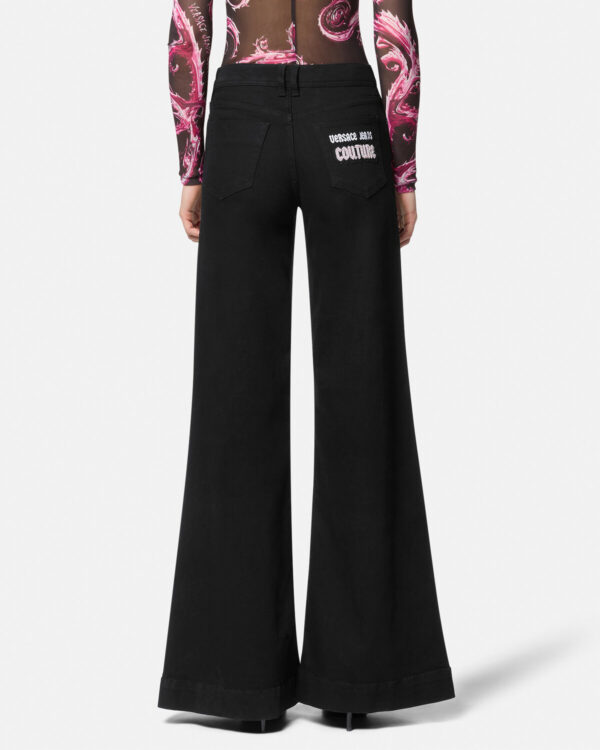 E77HAB506-ECDW00_E909 90 E77HAB506 ECDW00 E909 20 EmbellishedFlaredJeans Pants Versace online store 0 2