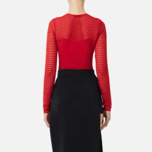 Elisabetta Franchi Body aus Viskose mit Chevron-Motiv 5 BK64B46E2_CG5 BK64B46E2 CG5 3