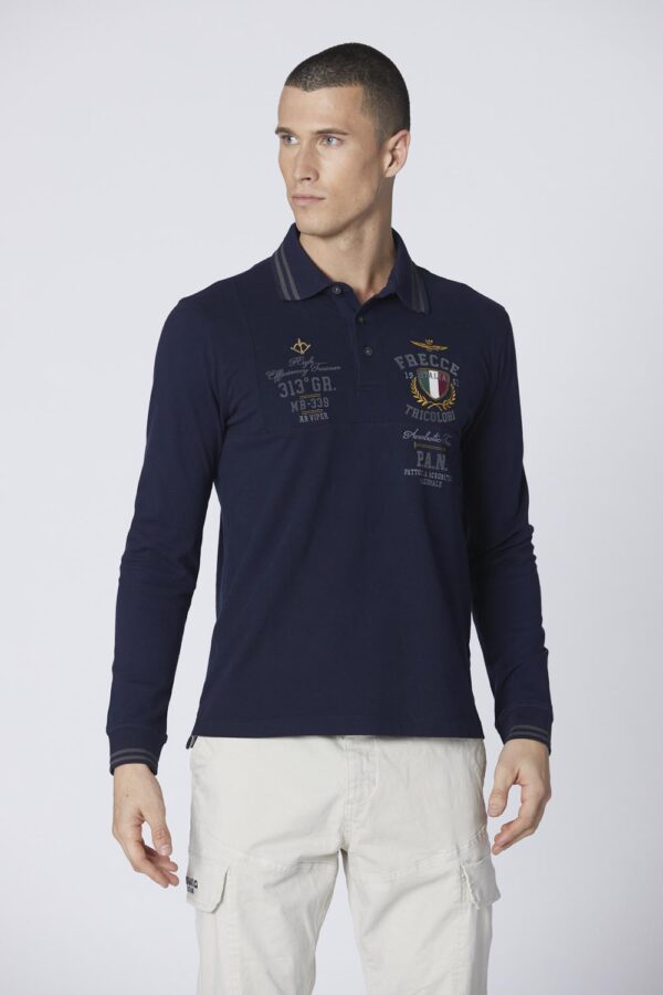 242PO1828P310 aeronauticamilitare 242po1828p310 08380 p a n polo shirt with flock prints 1 1