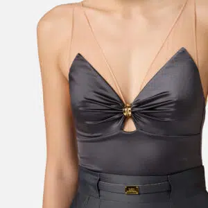 Elisabetta Franchi Body aus Lycra mit Trägern aus Tüll 7 BO03051E2 BO03051E2 DC3 5 D