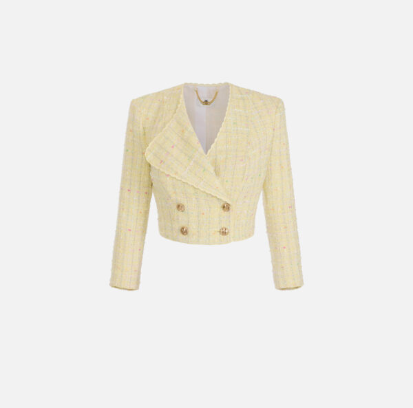 Elisabetta Franchi Jacke aus Bouclé-Lurex mit Feston-Stickerei – Bild 5
