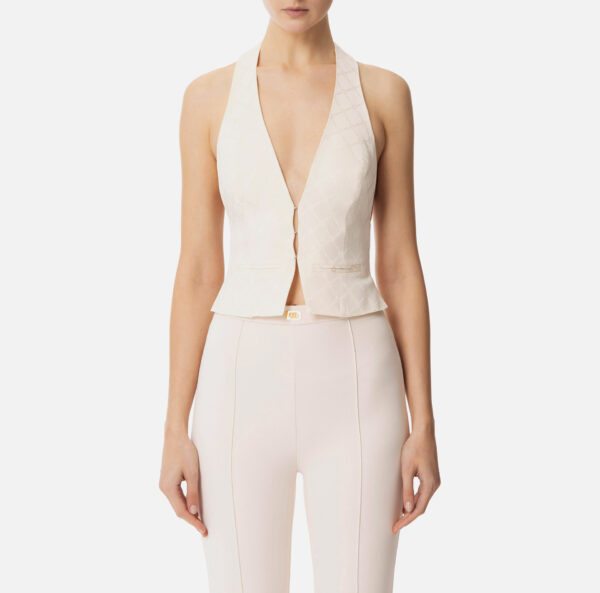 Elisabetta Franchi Weste aus Satin mit Jacquard-Rauten