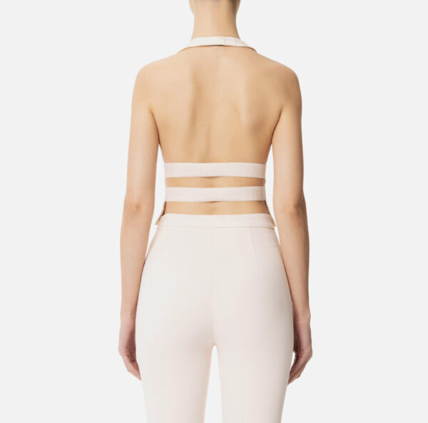 Elisabetta Franchi Weste aus Satin mit Jacquard-Rauten – Bild 3