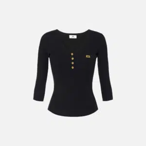 Elisabetta Franchi Pullover im Mikroripp-Design mit Tasche 9 MK62B51E2 MK62B51E2 110 1 D