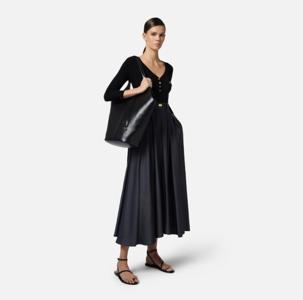 Elisabetta Franchi Pullover im Mikroripp-Design mit Tasche