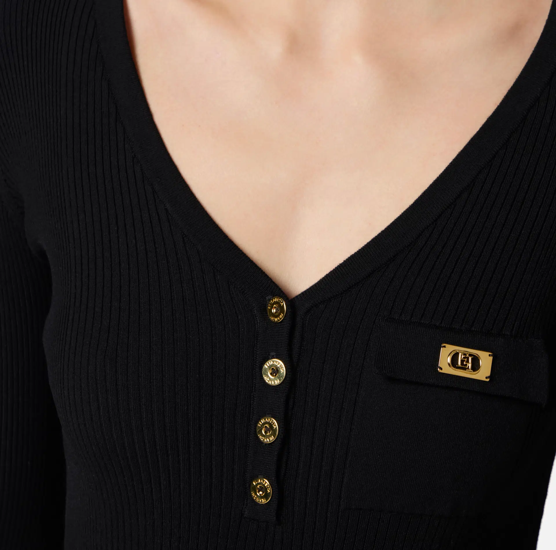 Elisabetta Franchi Pullover im Mikroripp-Design mit Tasche 3 Elisabetta Franchi Pullover im Mikroripp-Design mit Tasche – Bild 3