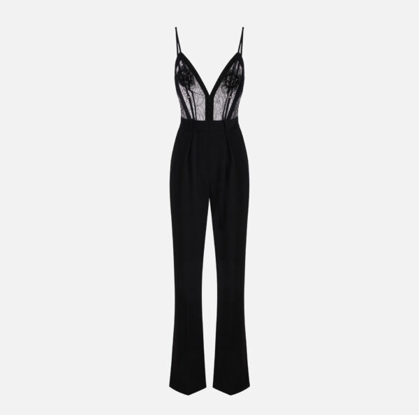 Elisabetta Franchi Jumpsuit aus leichtem Crêpe mit floralen Stickereien – Bild 5
