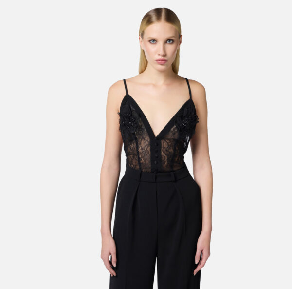 Elisabetta Franchi Jumpsuit aus leichtem Crêpe mit floralen Stickereien – Bild 2