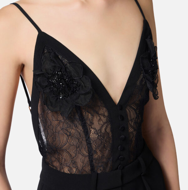 Elisabetta Franchi Jumpsuit aus leichtem Crêpe mit floralen Stickereien – Bild 3