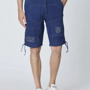 Aeronautica Militare Anti-G-Bermuda aus Indigo-Baumwolle 10 251BE252CT3507 aeronauticamilitare 251be252ct3507 13137 anti g bermuda shorts in indigo cotton 2 2