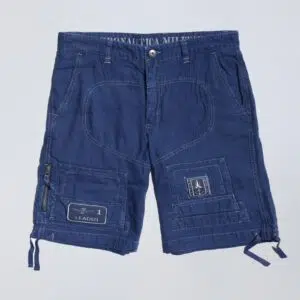 Aeronautica Militare Anti-G-Bermuda aus Indigo-Baumwolle 17 251BE252CT3507 aeronauticamilitare 251be252ct3507 13137 anti g bermuda shorts in indigo cotton 3 2