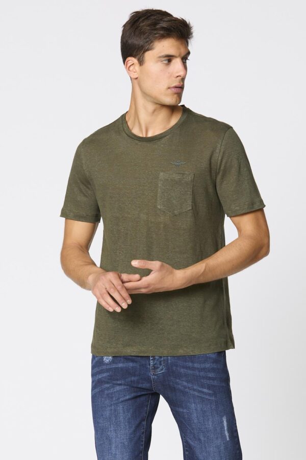 Aeronautica Militare Leinen-T-Shirt mit Rundhalsausschnitt und Tasche