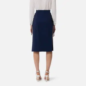 Elisabetta Franchi Rock aus leichtem, doppellagigem Crêpe mit Kreuzschnürmotiv 4 GO12352E2 GO12352E2 DC8 3