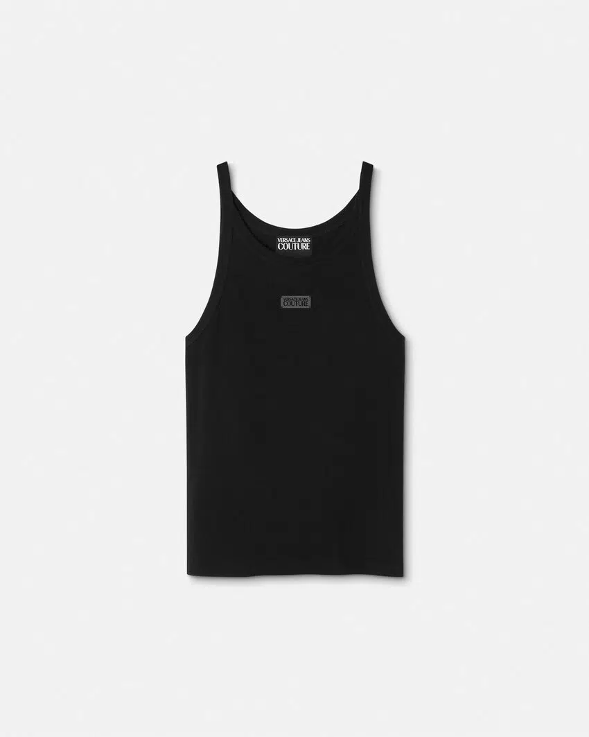Versace Jeans Couture Geripptes Tanktop mit Logo 1 Versace Jeans Couture Geripptes Tanktop mit Logo