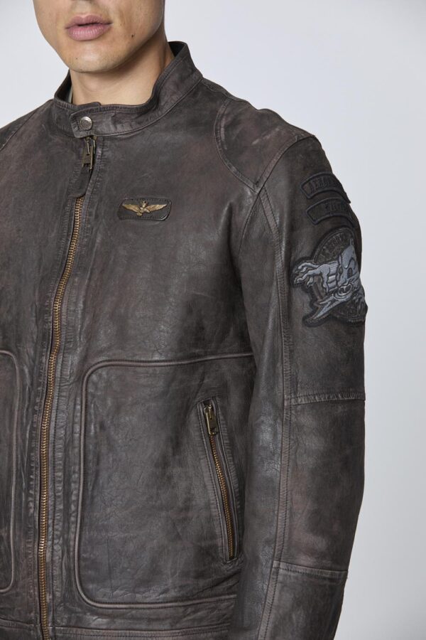 Aeronautica Militare Vintage Leder Bikerjacke – Bild 3