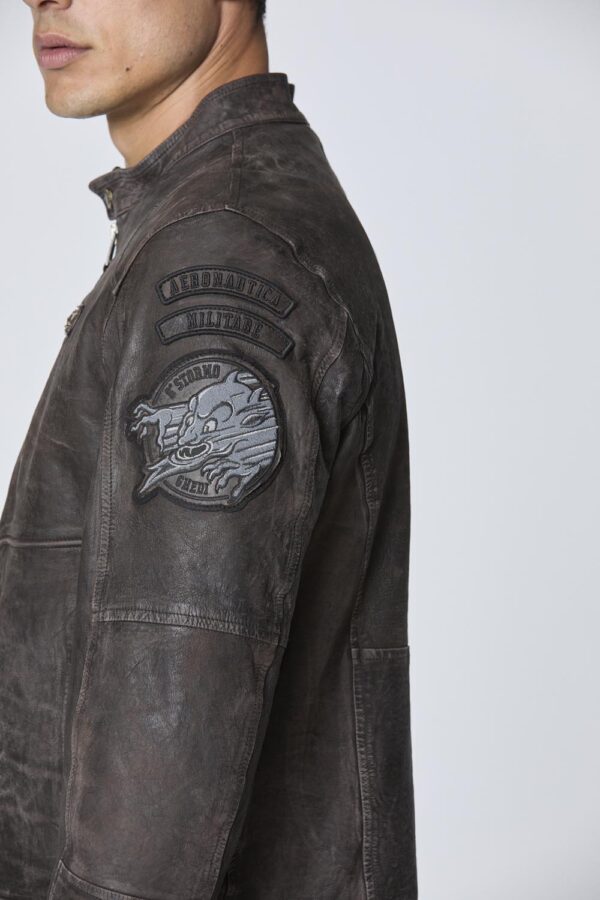 Aeronautica Militare Vintage Leder Bikerjacke – Bild 4