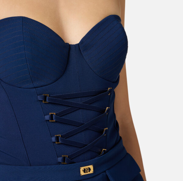 Elisabetta Franchi Body aus Crêpe mit Kreuzschnürmotiv – Bild 3
