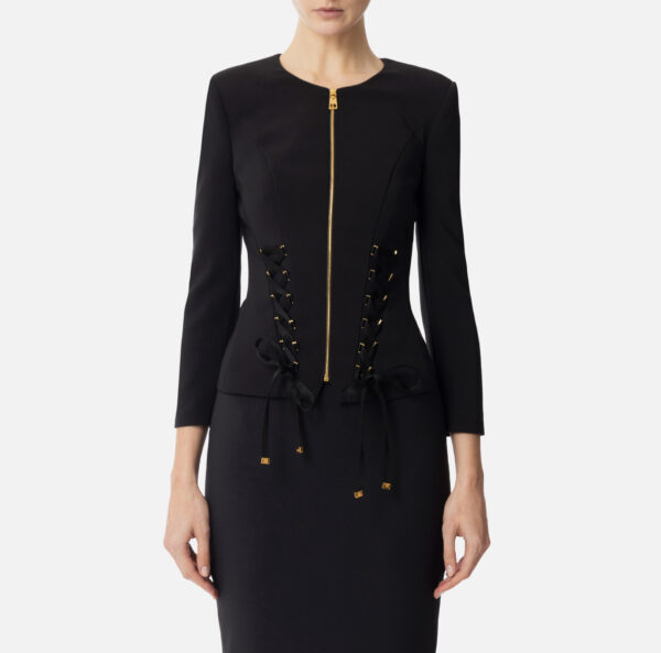 Elisabetta Franchi Jacke aus Crêpe mit Kreuzschnürmotiv