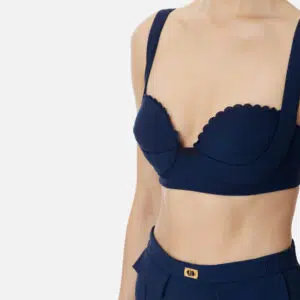 Elisabetta Franchi Top aus doppellagigem Stretch-Crêpe mit Feston-Stickerei 4 TO03752E2_DC8 TO03752E2 DC8 2