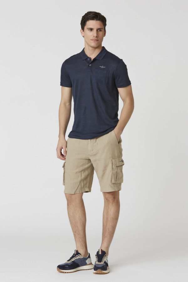 Aeronautica Militare Leinen-Cargo-Bermudashorts mit Kordelzug