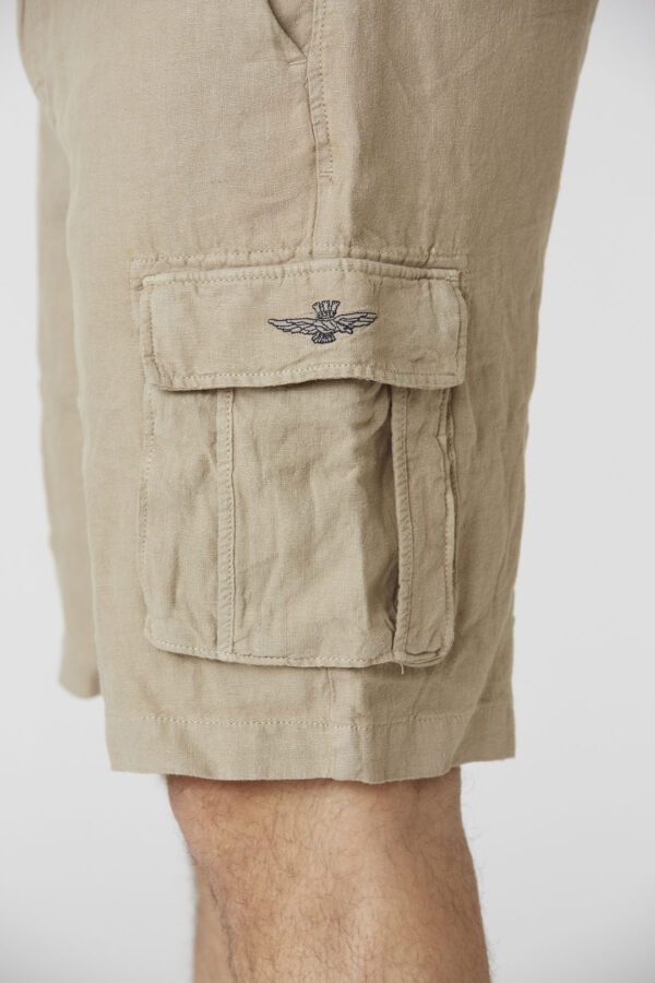 Aeronautica Militare Leinen-Cargo-Bermudashorts mit Kordelzug – Bild 4