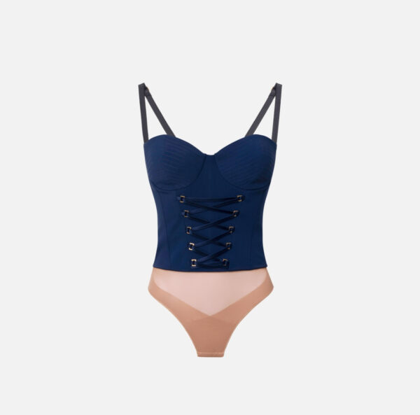 Elisabetta Franchi Body aus Crêpe mit Kreuzschnürmotiv – Bild 5
