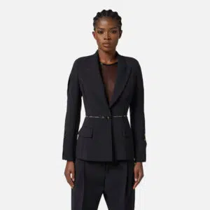 Elisabetta Franchi Jacke aus Crêpe mit Logo-Band 6 GI17156E2 GI17156E2 110 4 D