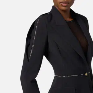 Elisabetta Franchi Jacke aus Crêpe mit Logo-Band 7 GI17156E2 GI17156E2 110 5 D