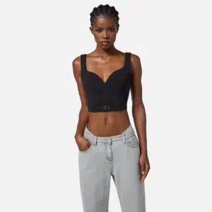 Elisabetta Franchi Top aus leichtem Crêpe mit Logo-Details 6 TO03956E2_110 TO03956E2 110 4 D