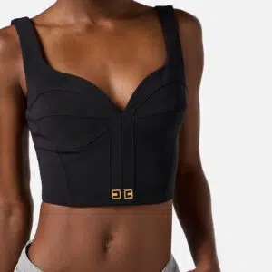 Elisabetta Franchi Top aus leichtem Crêpe mit Logo-Details 7 TO03956E2_110 TO03956E2 110 5 D