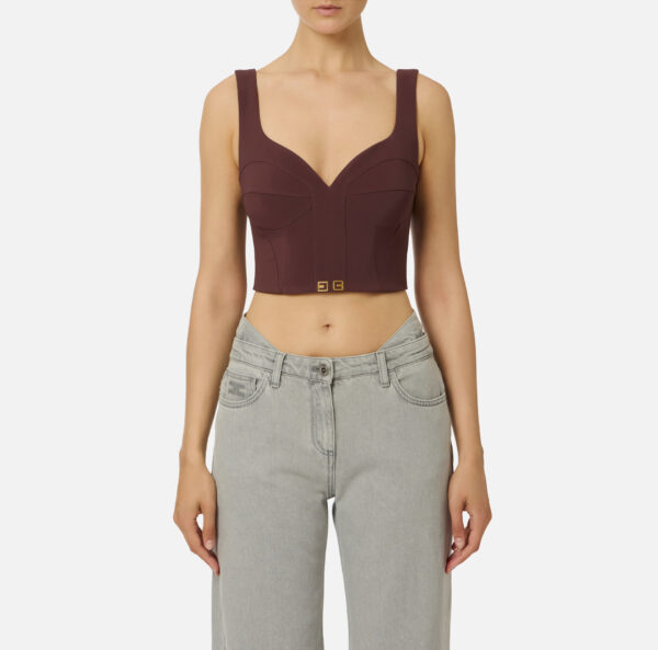 Elisabetta Franchi Top aus leichtem Crêpe mit Logo-Details
