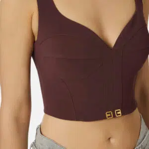 Elisabetta Franchi Top aus leichtem Crêpe mit Logo-Details 4 TO03956E2_EA4 TO03956E2 EA4 2