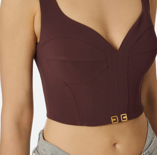 Elisabetta Franchi Top aus leichtem Crêpe mit Logo-Details – Bild 2