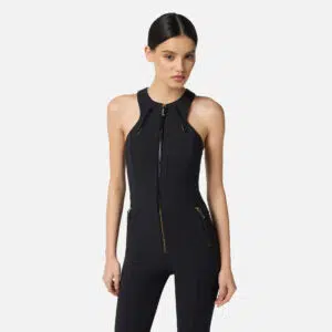 Elisabetta Franchi Jumpsuit aus doppellagigem Crêpe mit Reissverschlussdetails 7 TU05556E2 TU05556E2 110 4 D