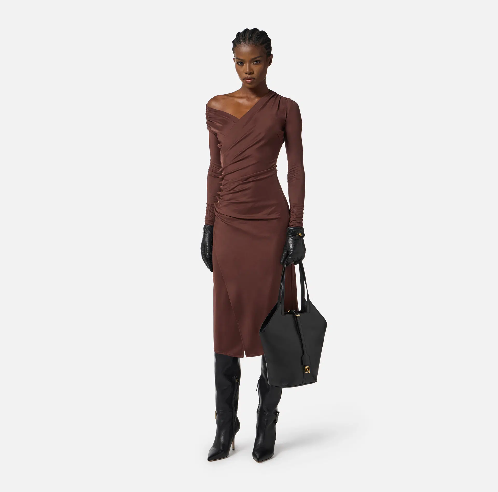 Elisabetta Franchi Kleid aus Jersey mit Schmuckknöpfen 1 Elisabetta Franchi Kleid aus Jersey mit Schmuckknöpfen