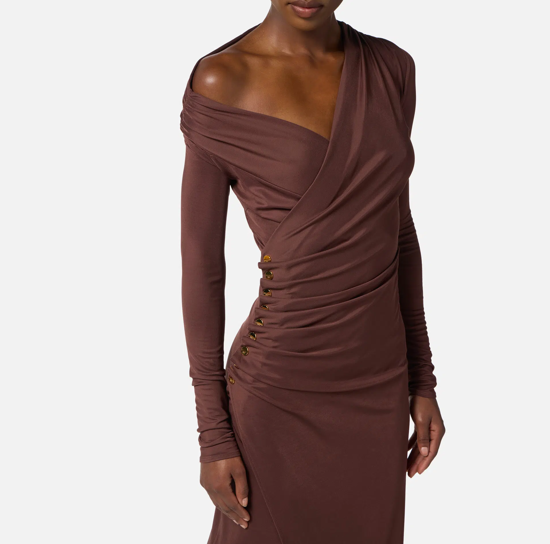 Elisabetta Franchi Kleid aus Jersey mit Schmuckknöpfen 3 Elisabetta Franchi Kleid aus Jersey mit Schmuckknöpfen – Bild 3