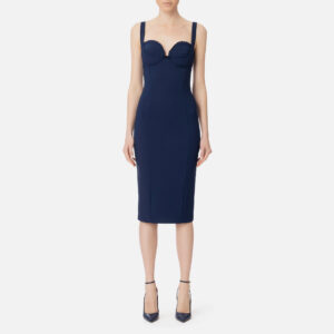 Elisabetta Franchi Kleid aus doppellagigem Stretch-Crêpe mit Feston-Stickerei